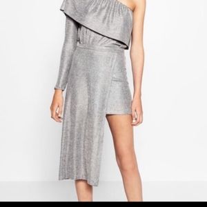 Zara Silver Asymmetrical Skirt